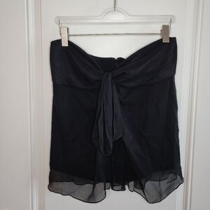 St John Evening Strapless Flowy Layered Silk Tube Top Blouse Size 12 Black